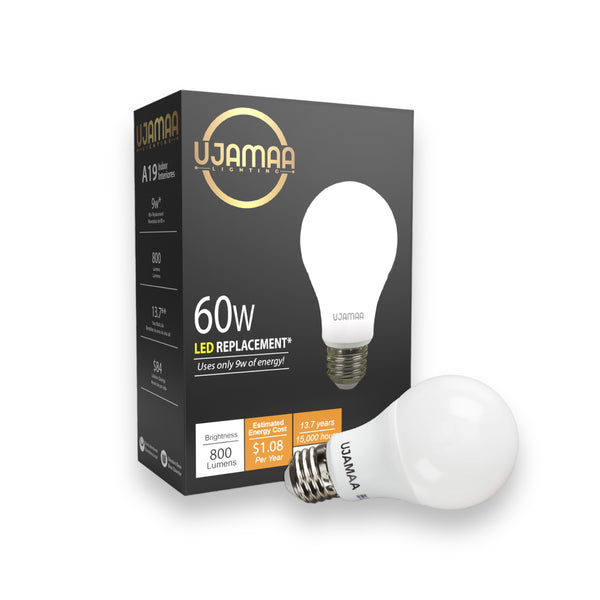 Ujamaa 60w Watt Equivalent LED Light Bulbs (Warm White) - 4-Pack